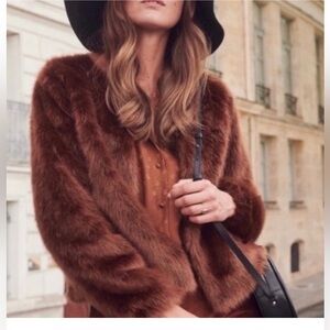 SEZANE Lio Coat in Squirrel - Fur Jacket size 38